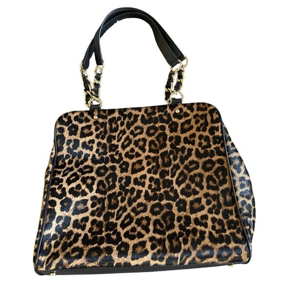 Retired Kate Spade Crown Point Garcia Shoulder Purse Gold Leopard Calf Fur - Picture 1 of 8